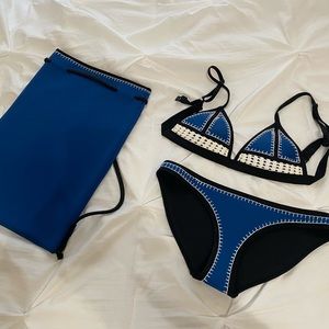 Blue Triangl swimsuit Top is S Bottoms are XS